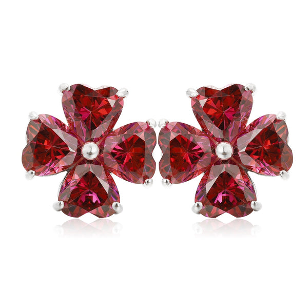 S925 silver red zircon earrings 3g