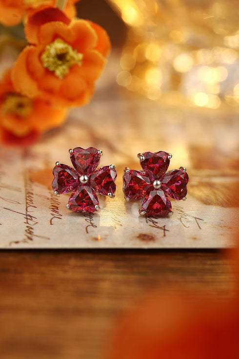 S925 silver red zircon earrings 3g