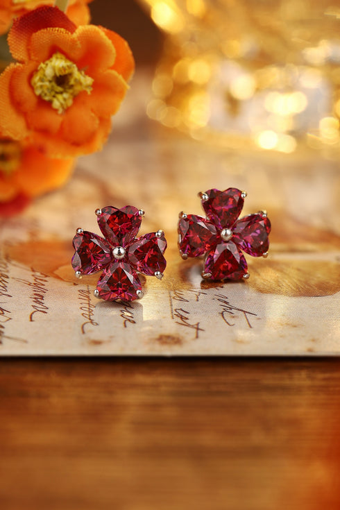 S925 silver red zircon earrings 3g