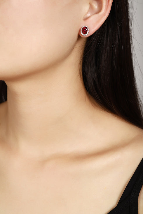 s95 sterling silver cultured red sapphire earrings A