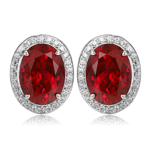s95 sterling silver cultured red sapphire earrings A