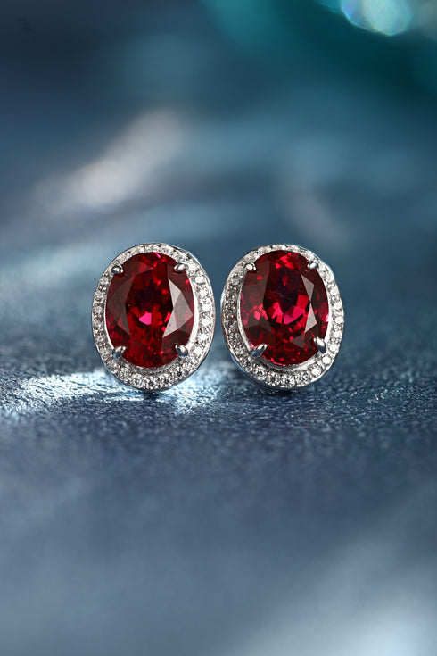 s95 sterling silver cultured red sapphire earrings A
