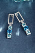S95 silver sea blue imitation diamond earrings A