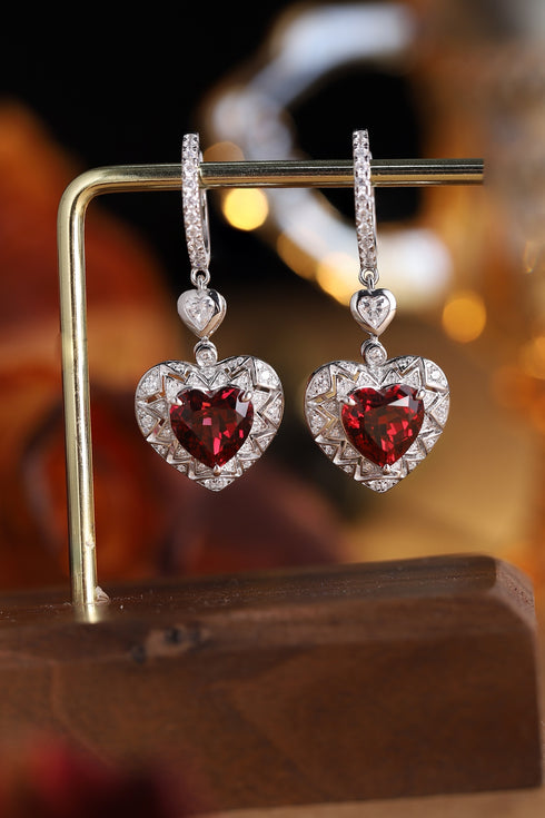 S925 silver natural garnet earrings W