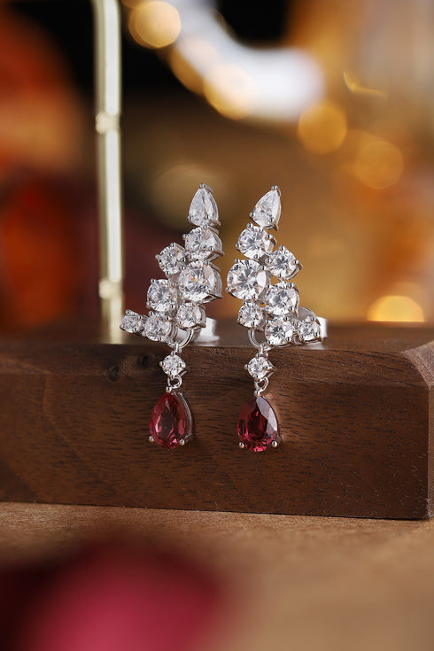 S925 silver natural garnet earrings