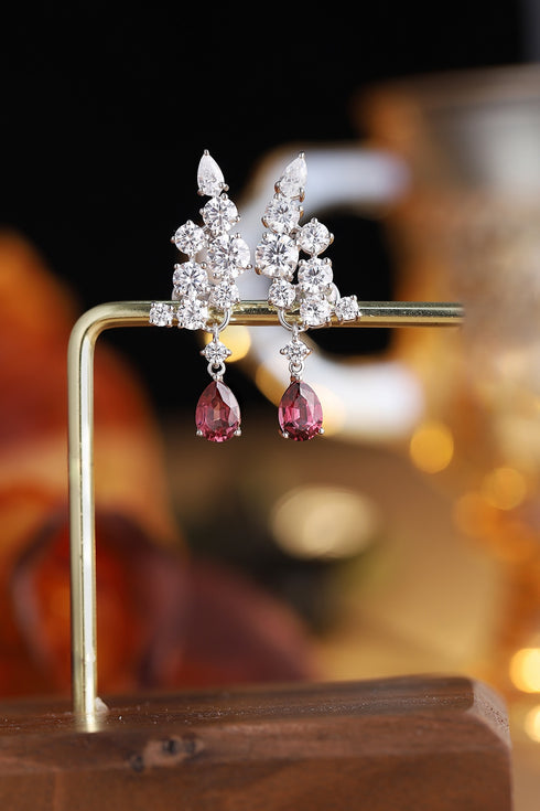 S925 silver natural garnet earrings