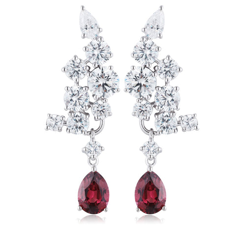 S925 silver natural garnet earrings