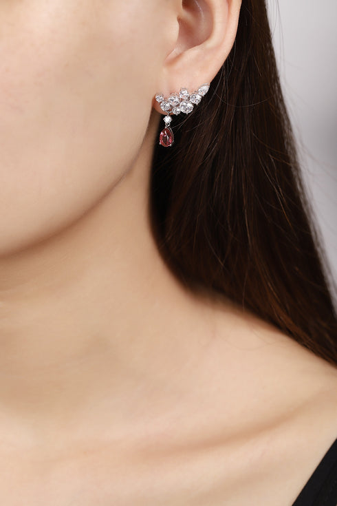 S925 silver natural garnet earrings