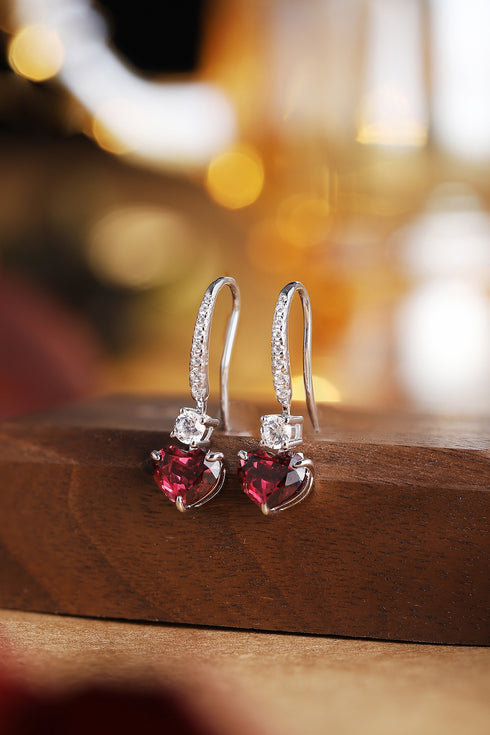 S925 siver natural garnet earrings W
