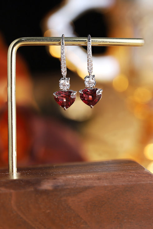 S925 siver natural garnet earrings W