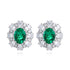 S925 silver cultured emerald stud earrings A