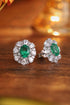 S925 silver cultured emerald stud earrings A