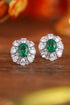 S925 silver cultured emerald stud earrings A