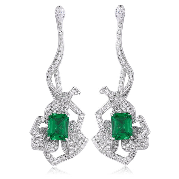 S925 silver cultured emerald earrings W 4ct
