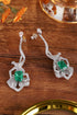 S925 silver cultured emerald earrings W 4ct