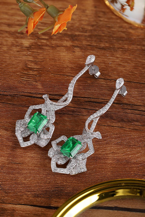 S925 silver cultured emerald earrings W 4ct