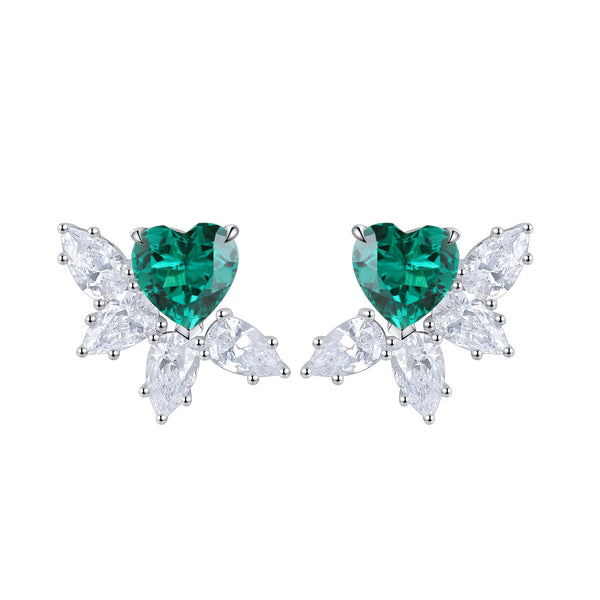 S925 silver cultured emerald earrings W