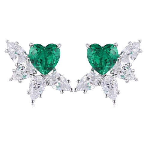 S925 silver cultured emerald earrings W