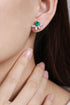 S925 silver cultured emerald earrings W