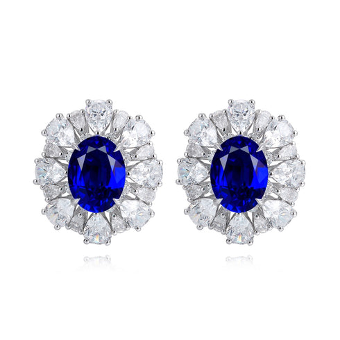 S925 sterling silver cultured sapphire earrings A