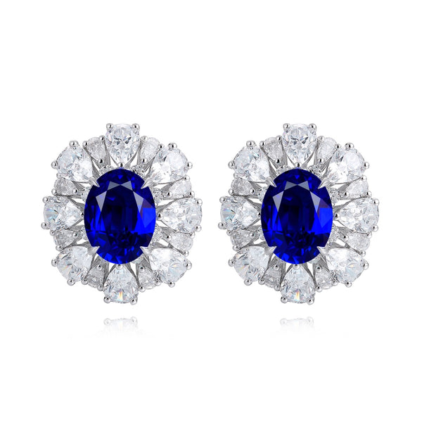 S925 sterling silver cultured sapphire earrings A