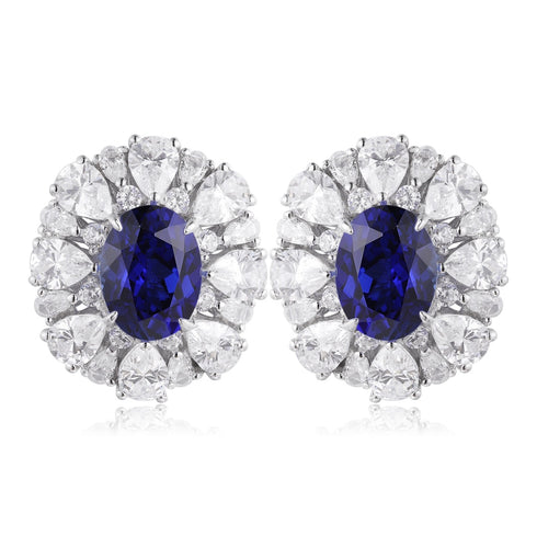 S925 sterling silver cultured sapphire earrings A