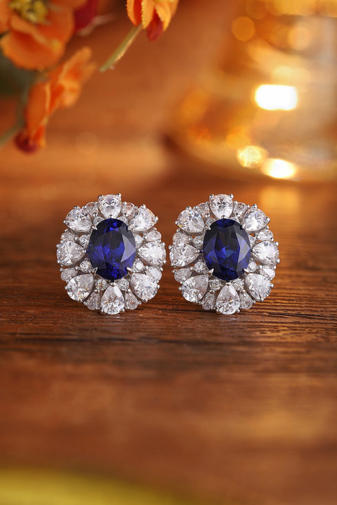 S925 sterling silver cultured sapphire earrings A