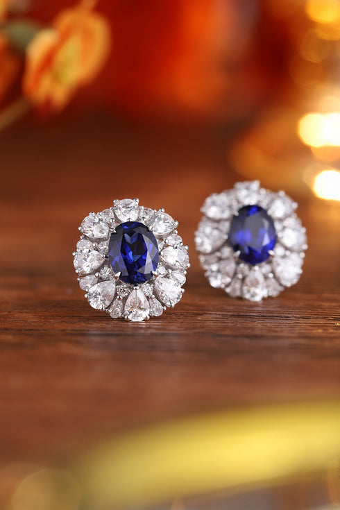 S925 sterling silver cultured sapphire earrings A