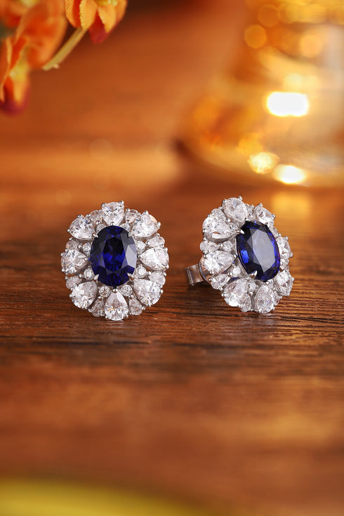 S925 sterling silver cultured sapphire earrings A