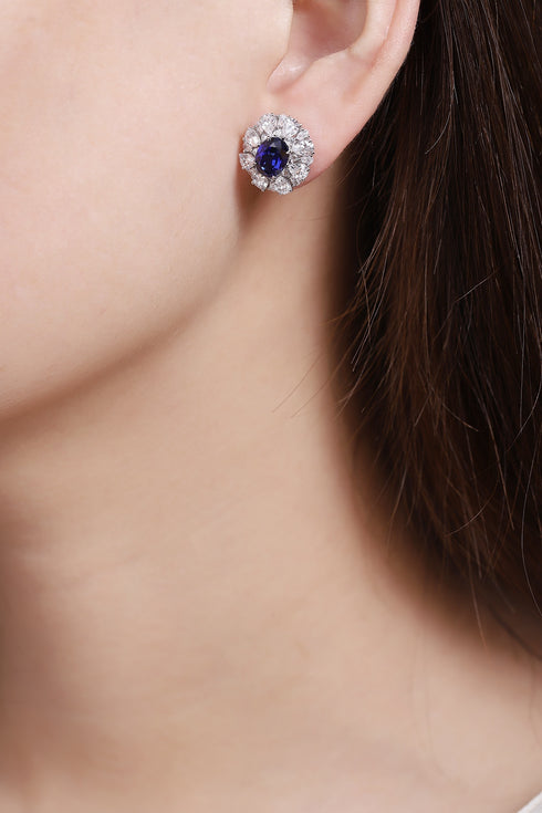 S925 sterling silver cultured sapphire earrings A