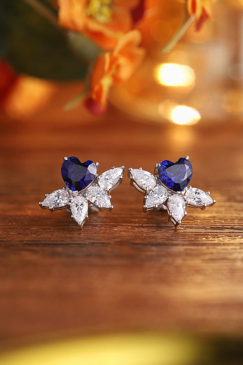 S925 silver cultured sapphire earrings W