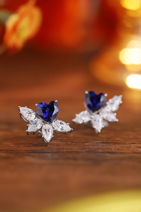 S925 silver cultured sapphire earrings W