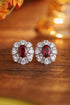 S925 silver cultured red sapphire earrings A 3.4ct