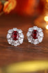 S925 silver cultured red sapphire earrings A 3.4ct