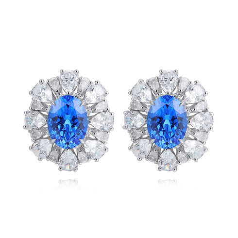 S925 silver cultured cobalt spinal earrings A