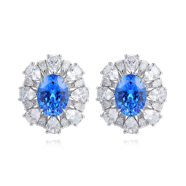 S925 silver cultured cobalt spinal earrings A