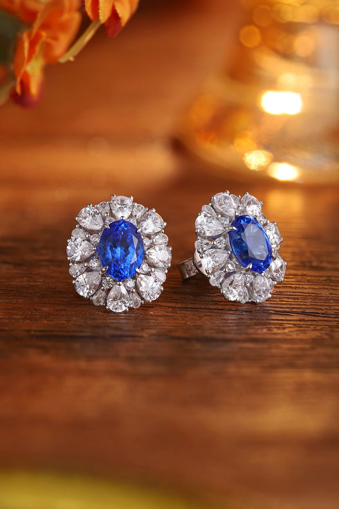 S925 silver cultured cobalt spinal earrings A