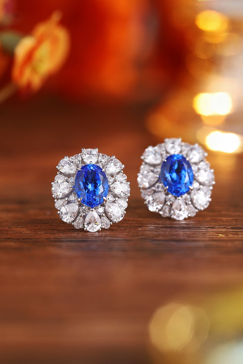 S925 silver cultured cobalt spinal earrings A