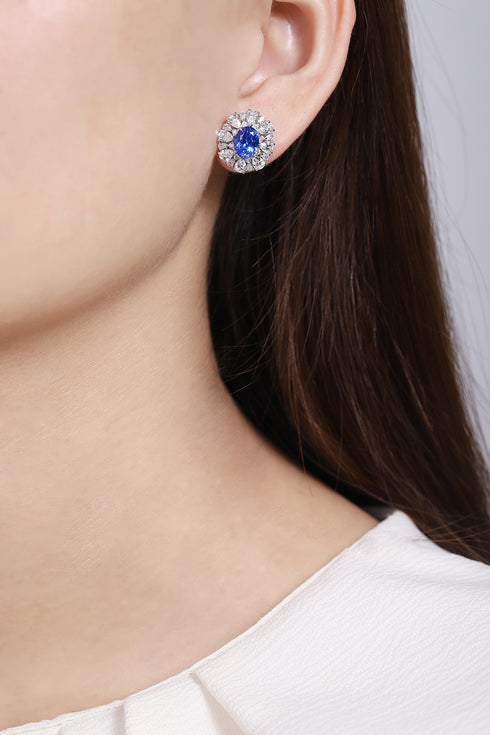S925 silver cultured cobalt spinal earrings A