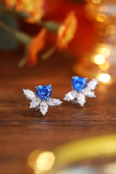 S925 silver cultured cobalt spinal earrings A