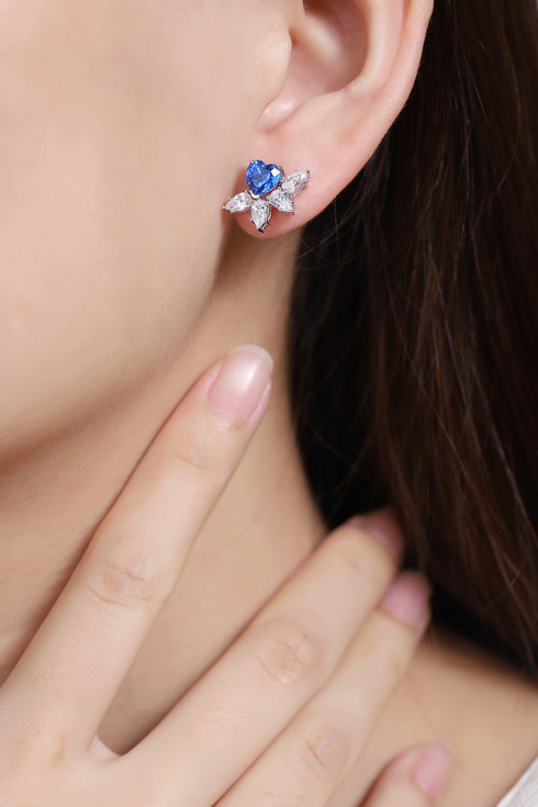 S925 silver cultured cobalt spinal earrings A