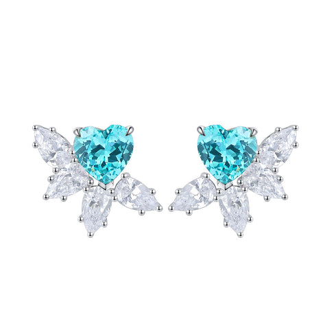 S925 sterling silver cultured Paraiba earrings A