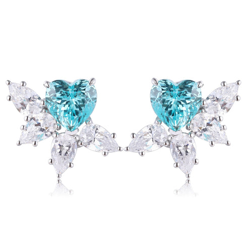 S925 sterling silver cultured Paraiba earrings A