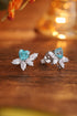 S925 sterling silver cultured Paraiba earrings A
