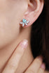 S925 sterling silver cultured Paraiba earrings A