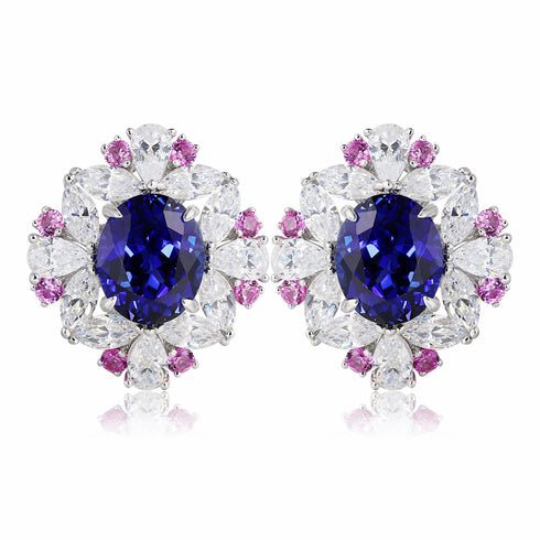 S925 silver cultured sapphire earrings W 10.31ct
