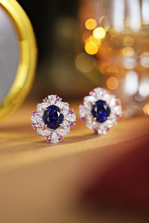 S925 silver cultured sapphire earrings W 10.31ct