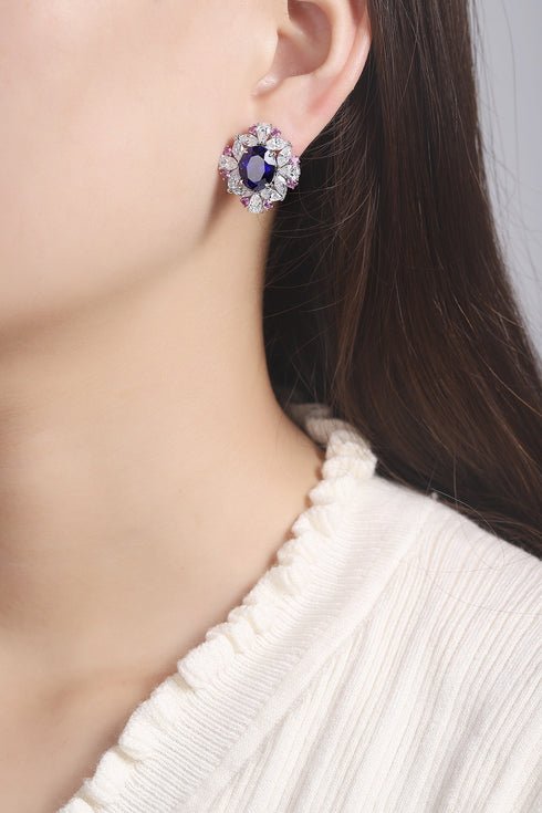 S925 silver cultured sapphire earrings W 10.31ct