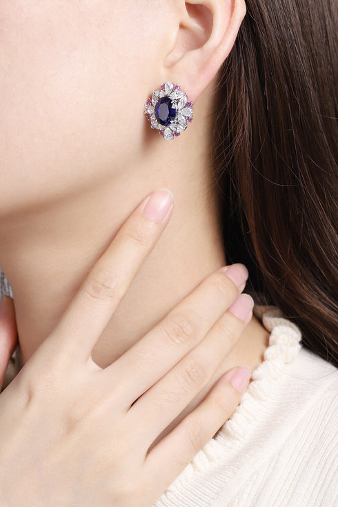 S925 silver cultured sapphire earrings W 10.31ct