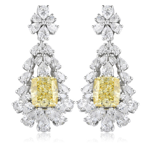 S925 silver imitation yellow and white diamond